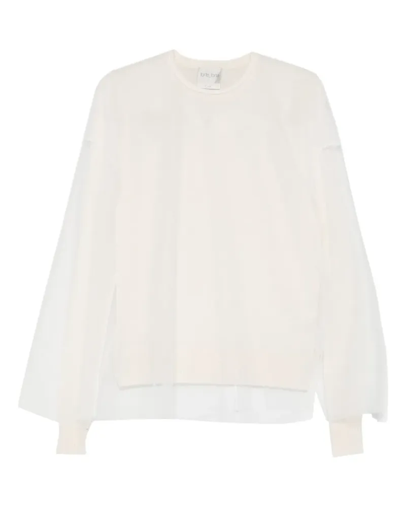 forte_forte Pullover mit semi-transparentem Einsatz - Nude Nude