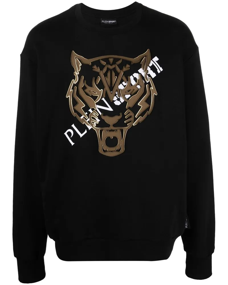 Philipp Plein Sweatshirt mit Tigerkopf Schwarz