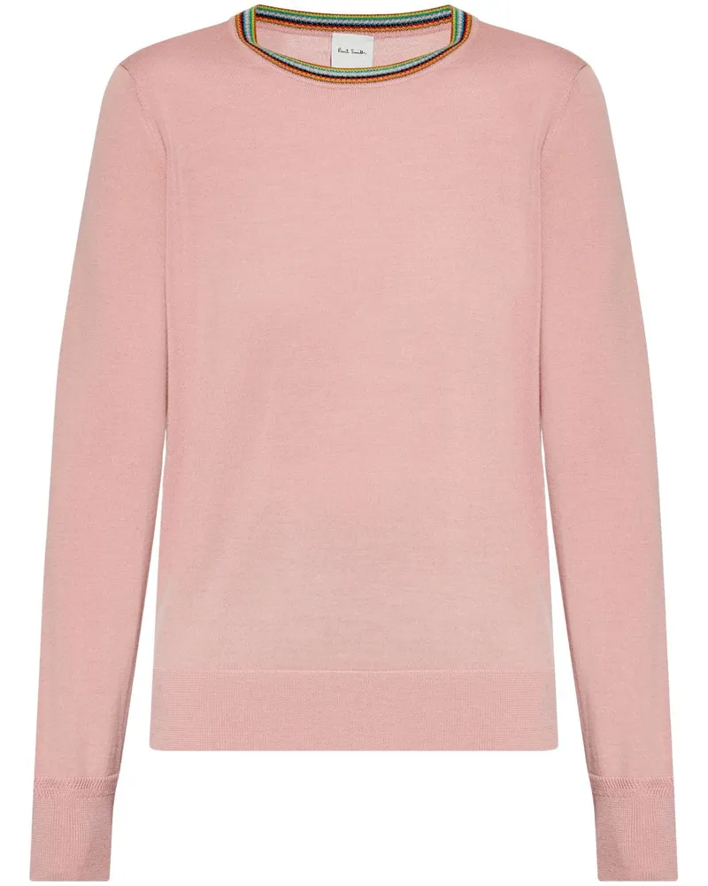 Paul Smith Merinopullover mit gestreiftem Kragen - Rosa Rosa