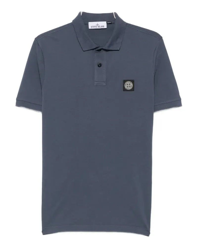 Stone Island logo-patch slim-fit cotton polo shirt - Blau Blau