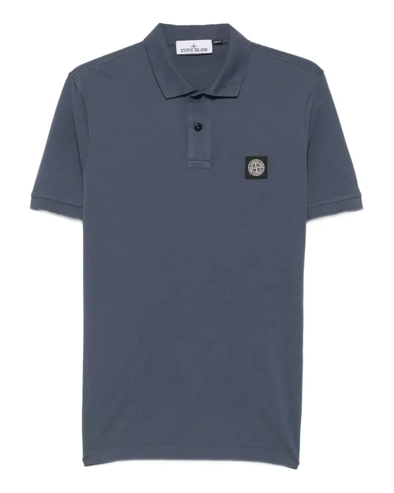 Stone Island logo-patch slim-fit cotton polo shirt - Blau Blau