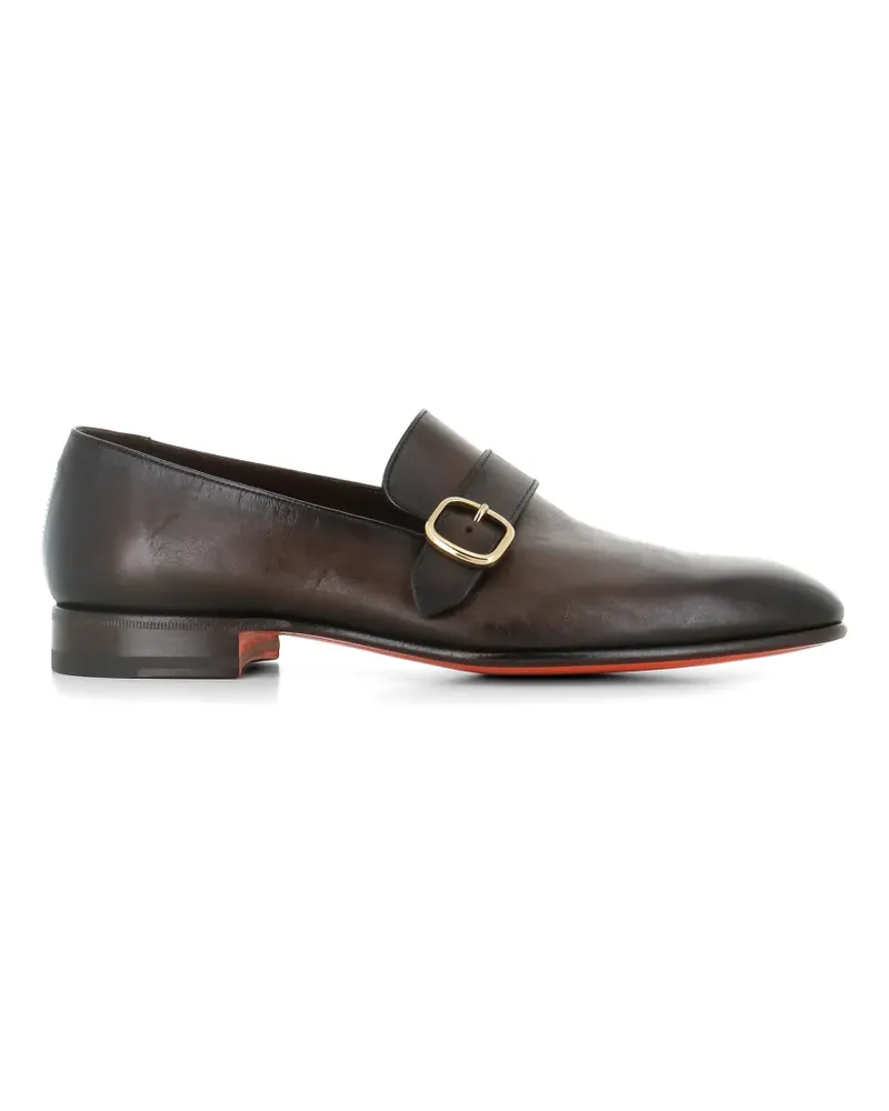 Santoni buckle-fastening leather loafers - Braun Braun