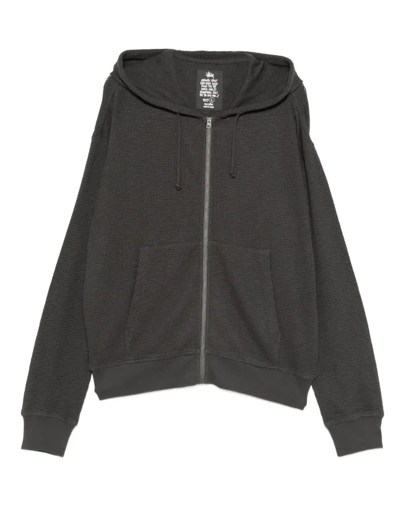Stüssy waffle-knit zip-up thermal hoodie - Schwarz Schwarz