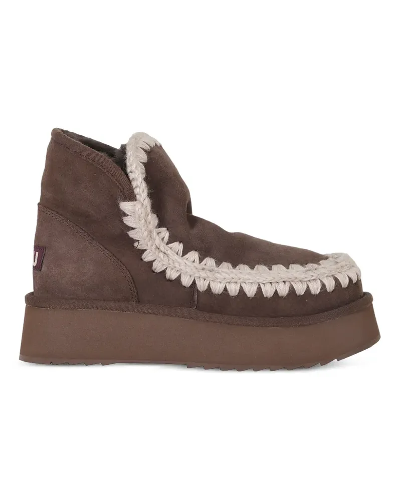 Mou Eskimo Plateau-Stiefel mit Häkelstich - Braun Braun