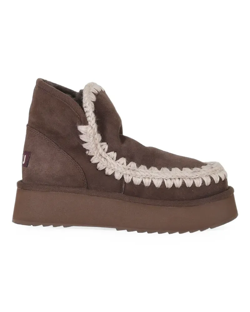 Mou Eskimo Plateau-Stiefel mit Häkelstich - Braun Braun