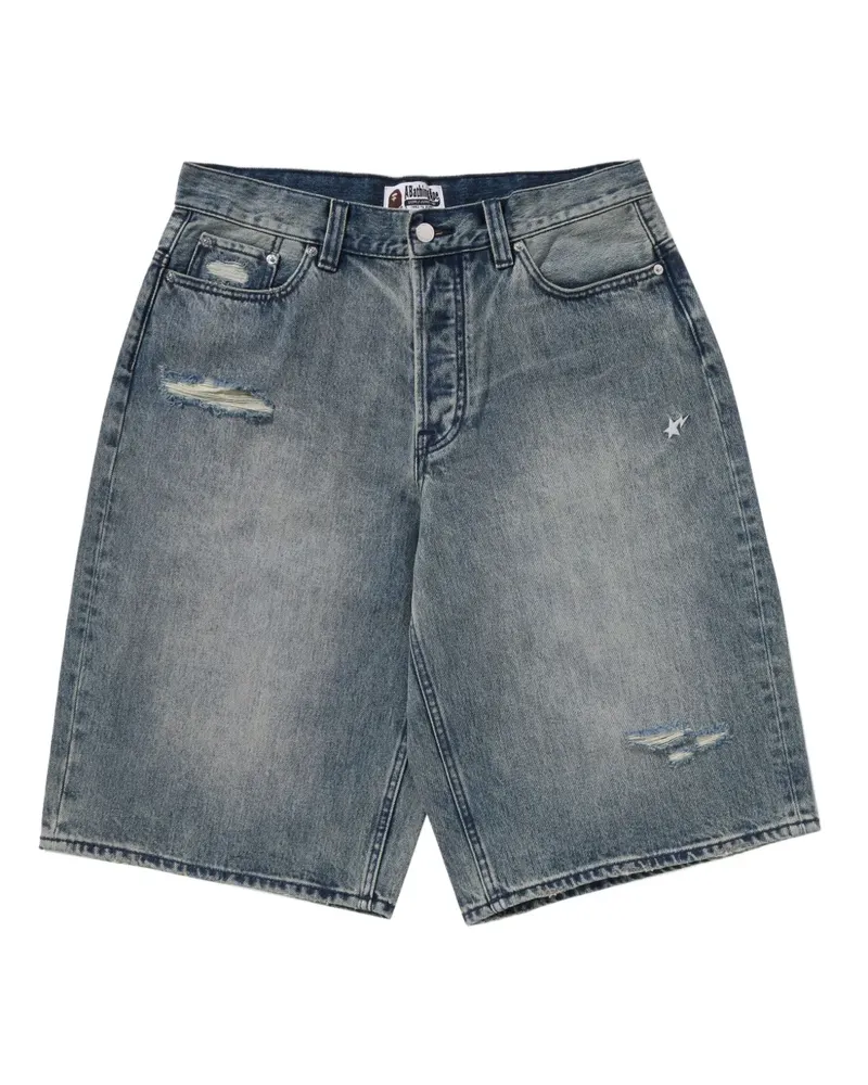 BAPE Jeans-Shorts mit Sternstickerei - Blau Blau