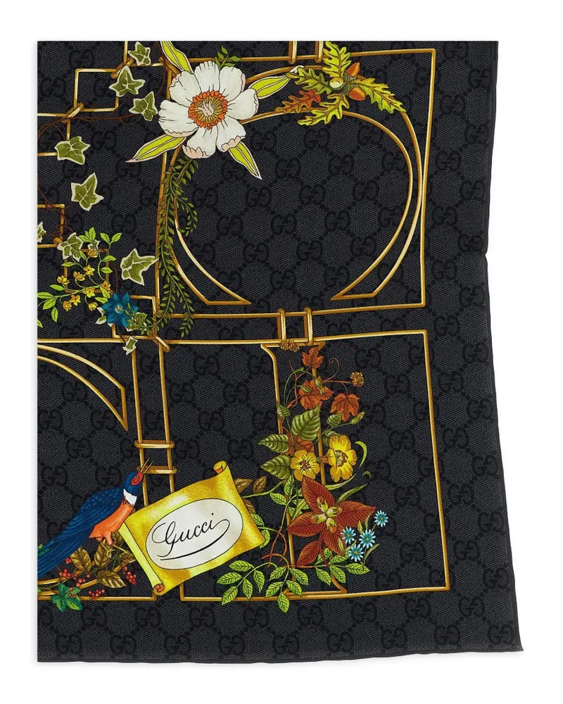 Gucci Seidenschal mit Print - Schwarz Schwarz