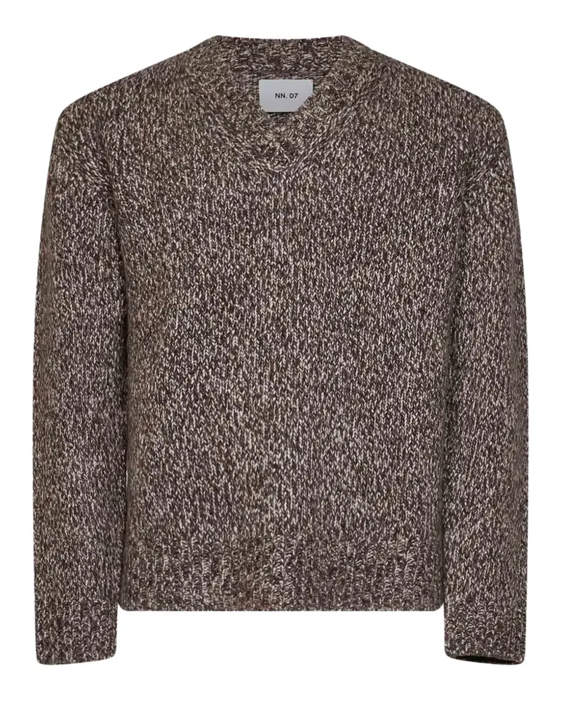NN 07 Flint Pullover mit V-Ausschnitt - Braun Braun
