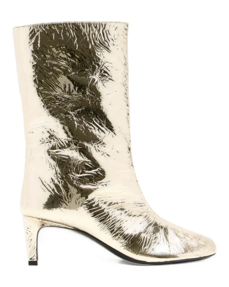 PLAN C crinkled-finish boots - Gold Gold