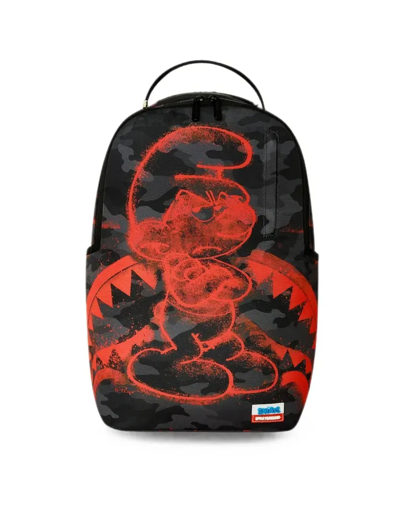 Sprayground x Smurfs Attitude Rucksack mit Schablonen-Print - Schwarz Schwarz