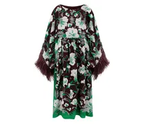 Kleid mit Federbesatz - Braun