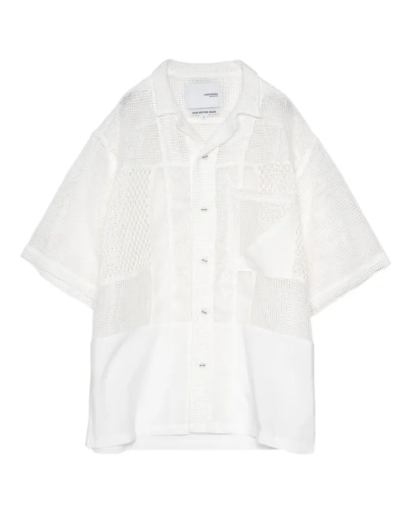 Yoshio Kubo mesh-panelled patchwork shirt - Weiß Weiß