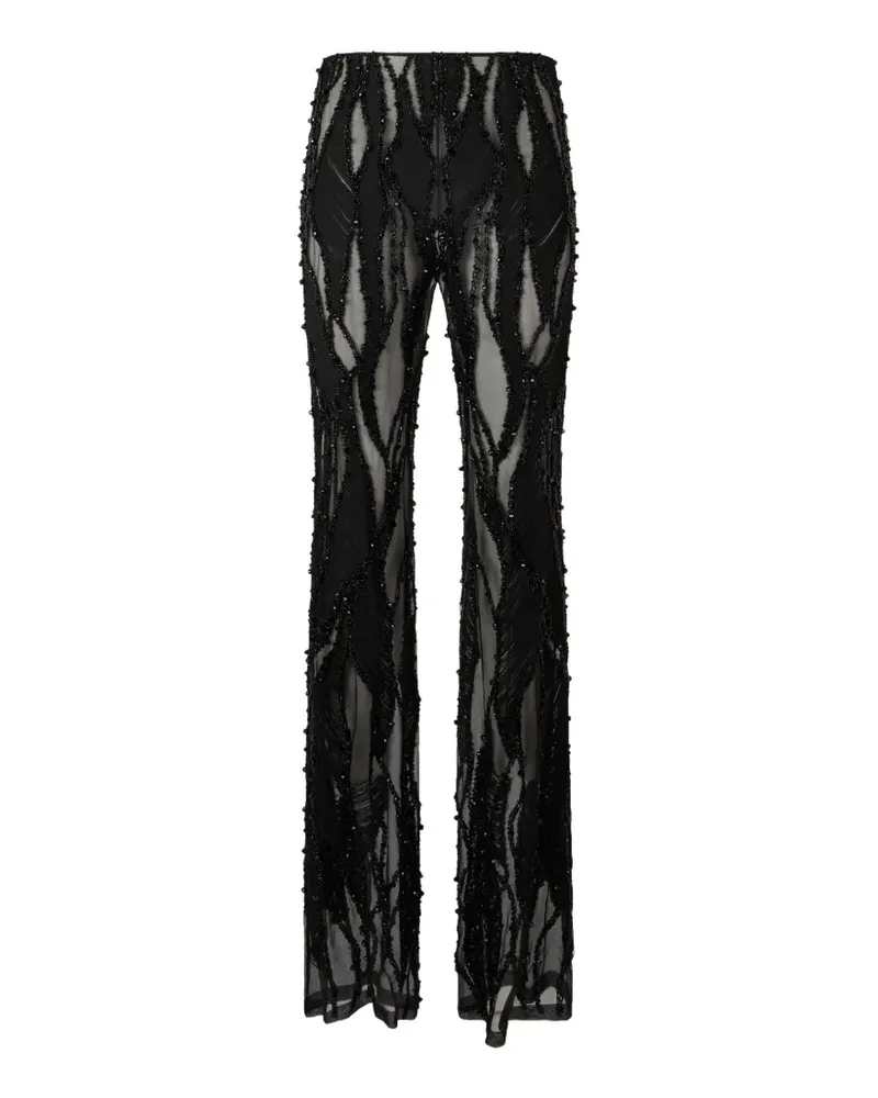 Alberta Ferretti bead-embellished sheer trousers - Schwarz Schwarz