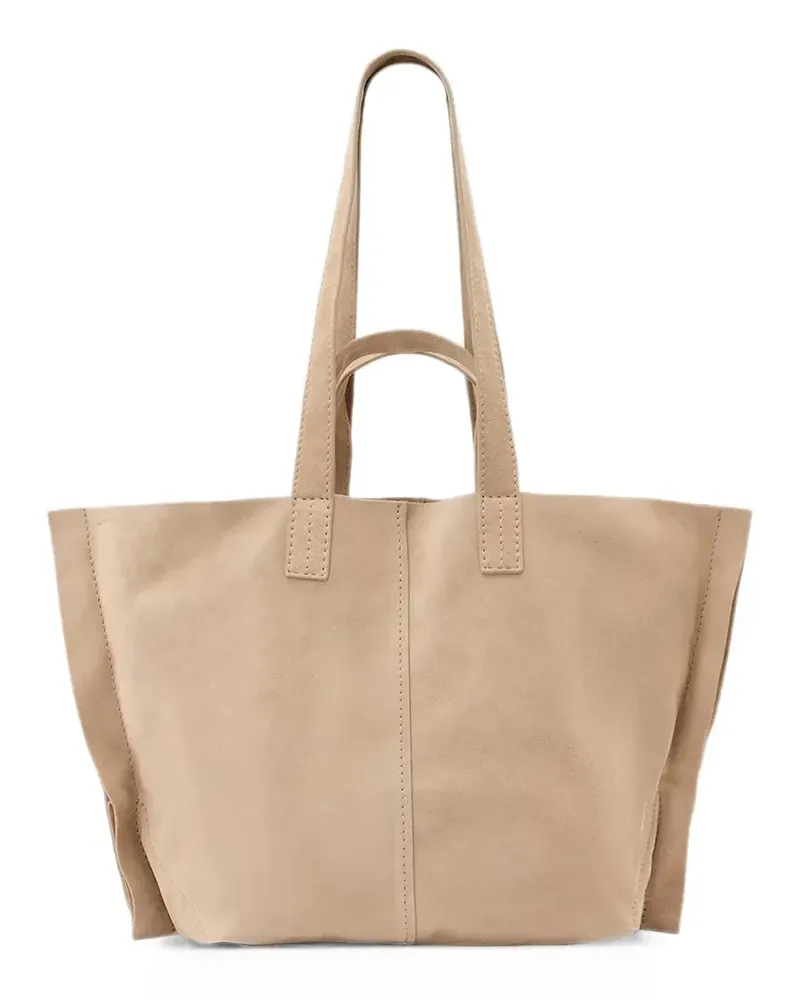 AllSaints Lutece suede-finish panelled tote bag - Nude Nude