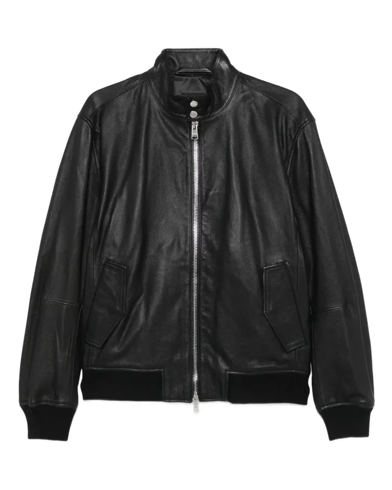 HUGO BOSS Bomberjacke aus Leder - Schwarz Schwarz