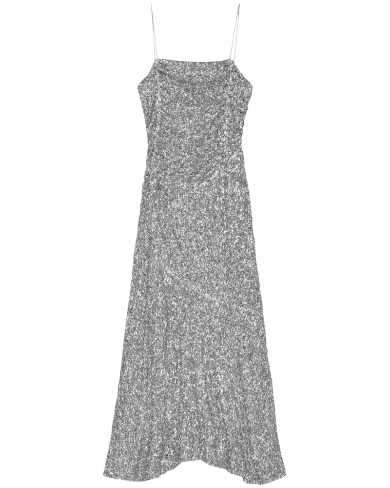 Ganni Maxikleid mit Pailletten - Silber Silber