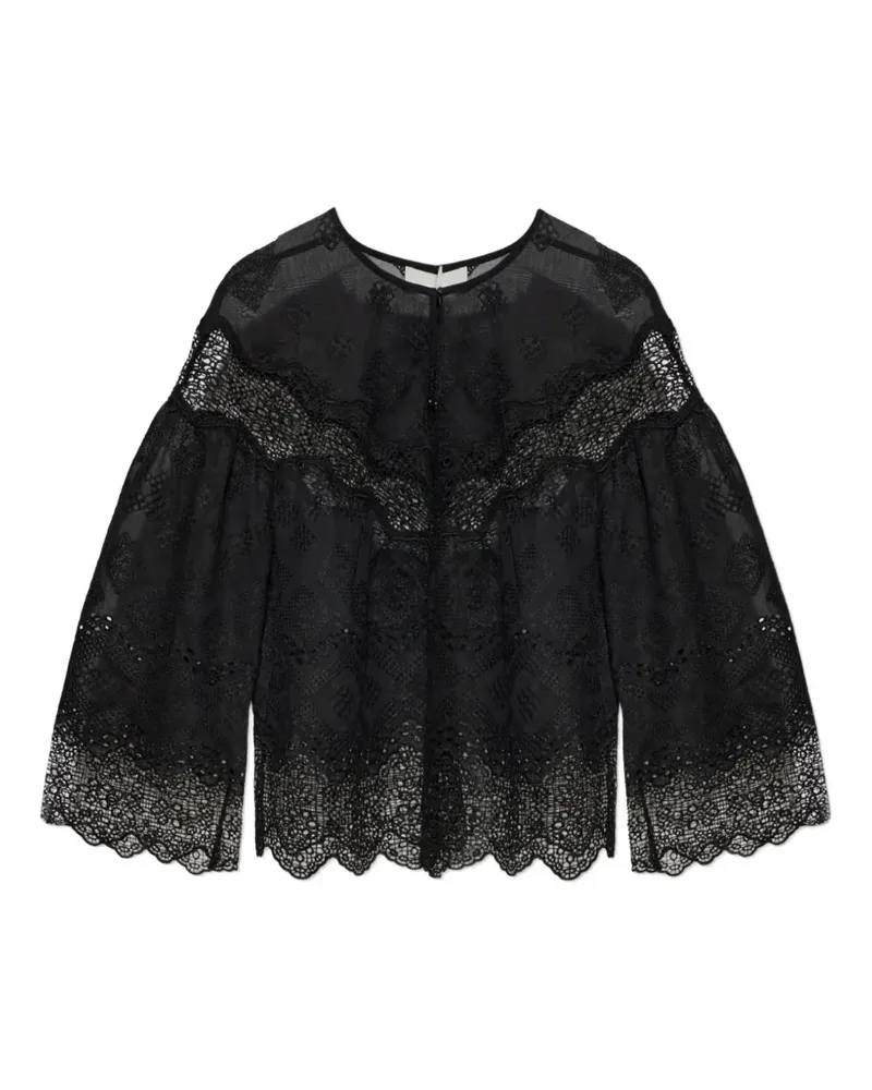 MUNTHE Valiance lace-panelled embroidered blouse - Schwarz Schwarz