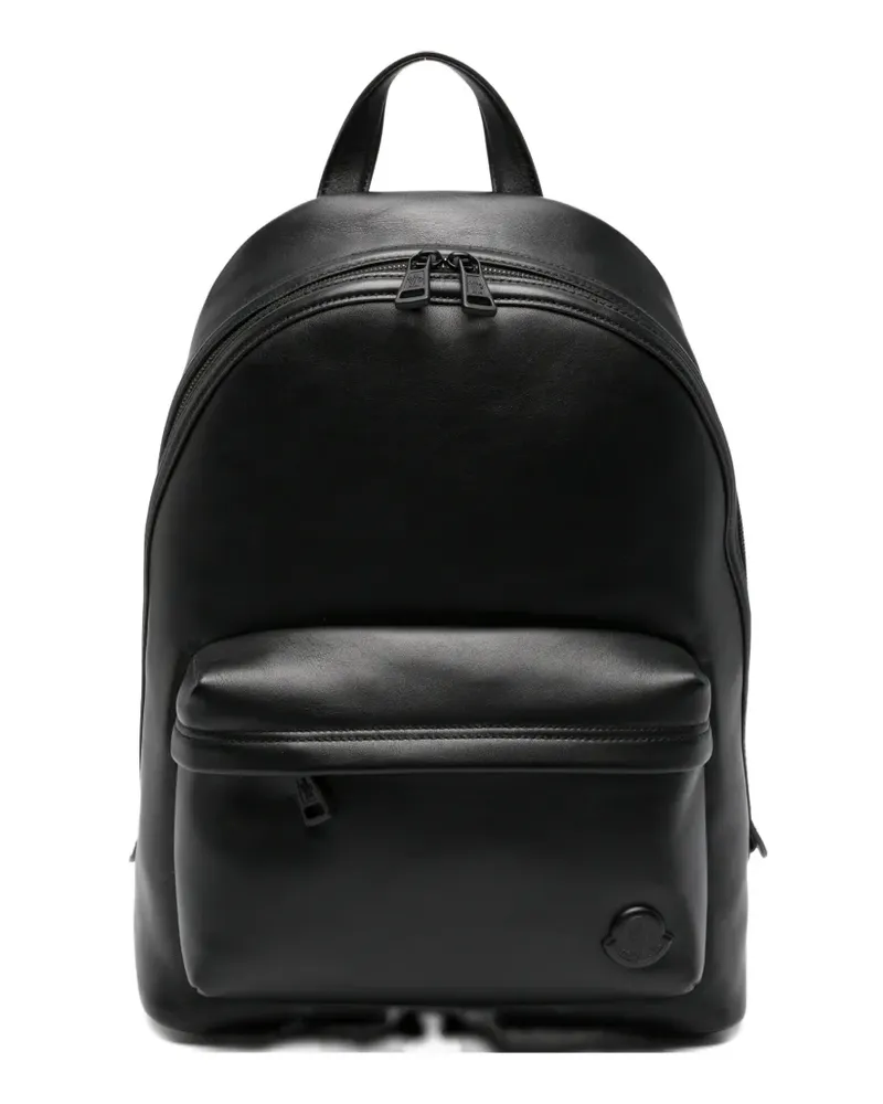 Moncler logo-patch leather backpack - Schwarz Schwarz