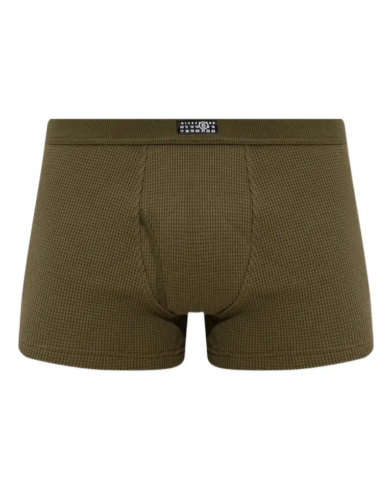 Maison Margiela waffle-knit logo-patch boxers - Grün Grün