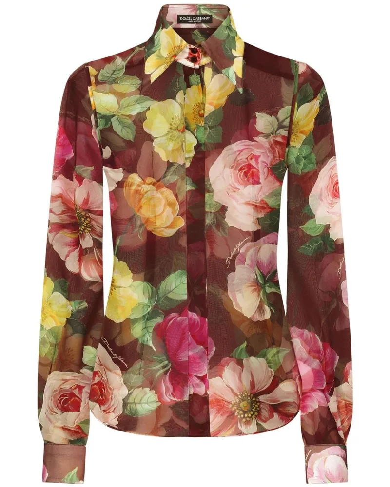 Dolce & Gabbana Seidenbluse mit Print - Rot Rot