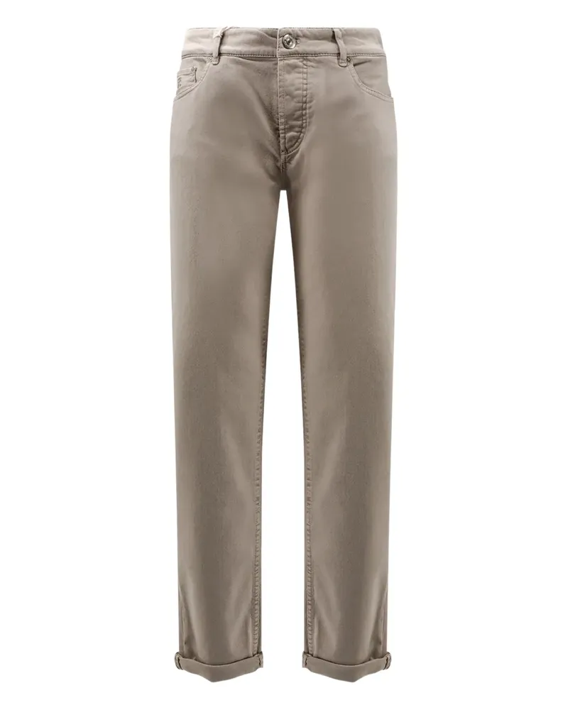 Brunello Cucinelli logo-embroidered five-pockets trousers - Nude Nude