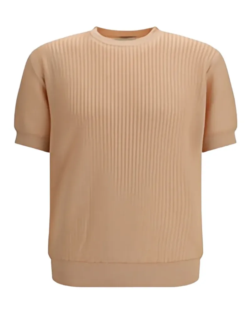 Piacenza Cashmere ribbed short-sleeved sweater - Nude Nude
