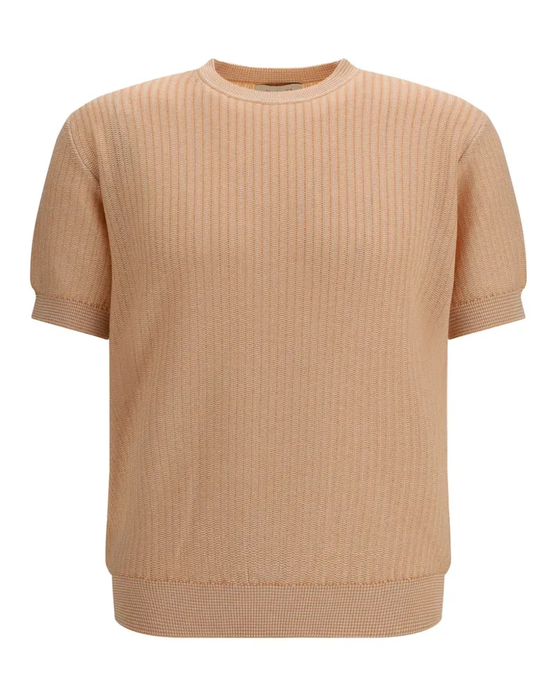 Piacenza Cashmere ribbed short-sleeved sweater - Nude Nude