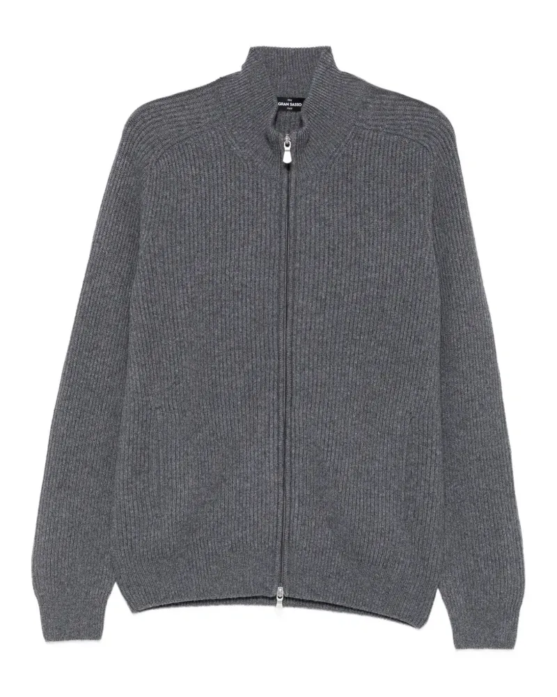 Gran Sasso Gerippter Cardigan mit Reißverschluss - Grau Grau