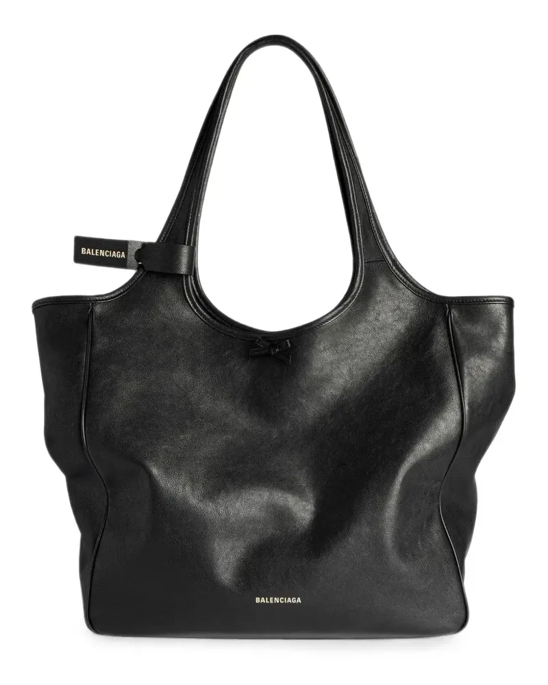 Balenciaga Mittelgroßer Launderette Tote Bag mit Schleife - Schwarz Schwarz