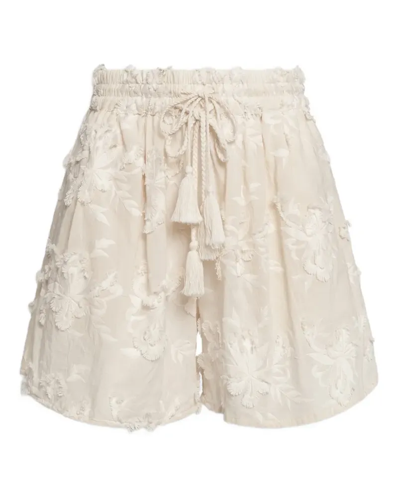 Weili Zheng floral-embroidered shorts - Nude Nude