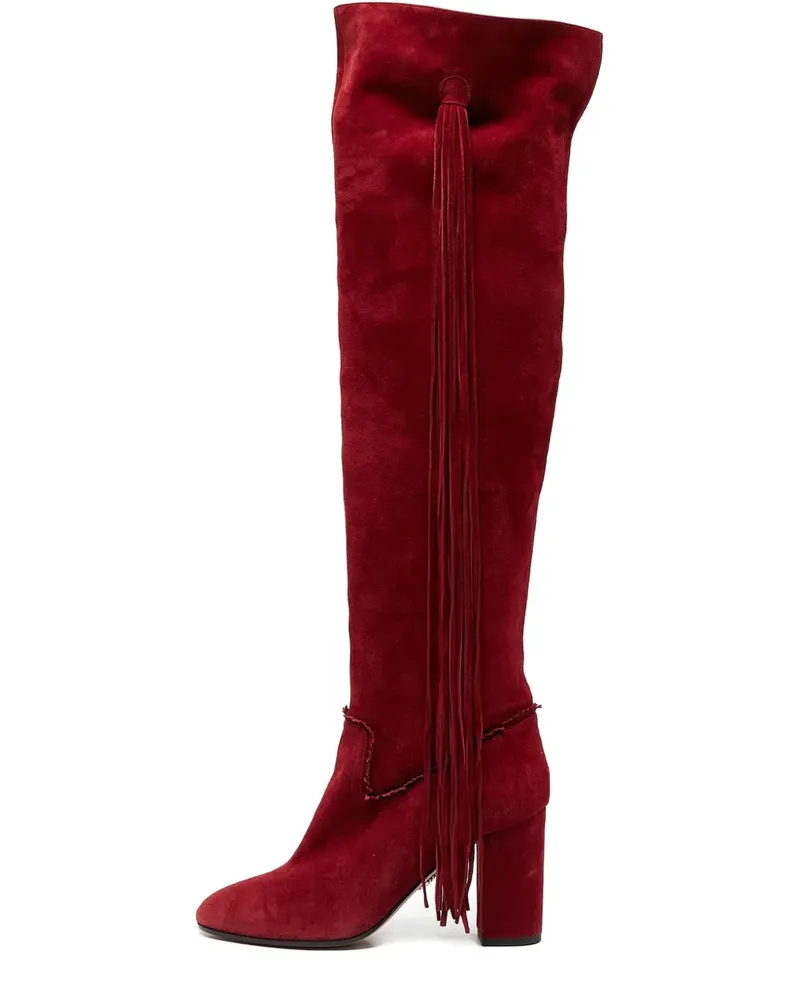 Aquazzura Overknee-Stiefel mit Fransen 90mm - Rot Rot