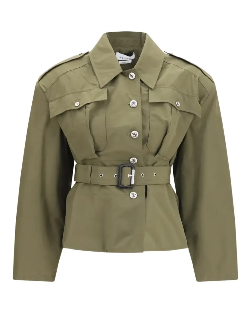 Alexander McQueen cropped belted jacket - Grün Grün