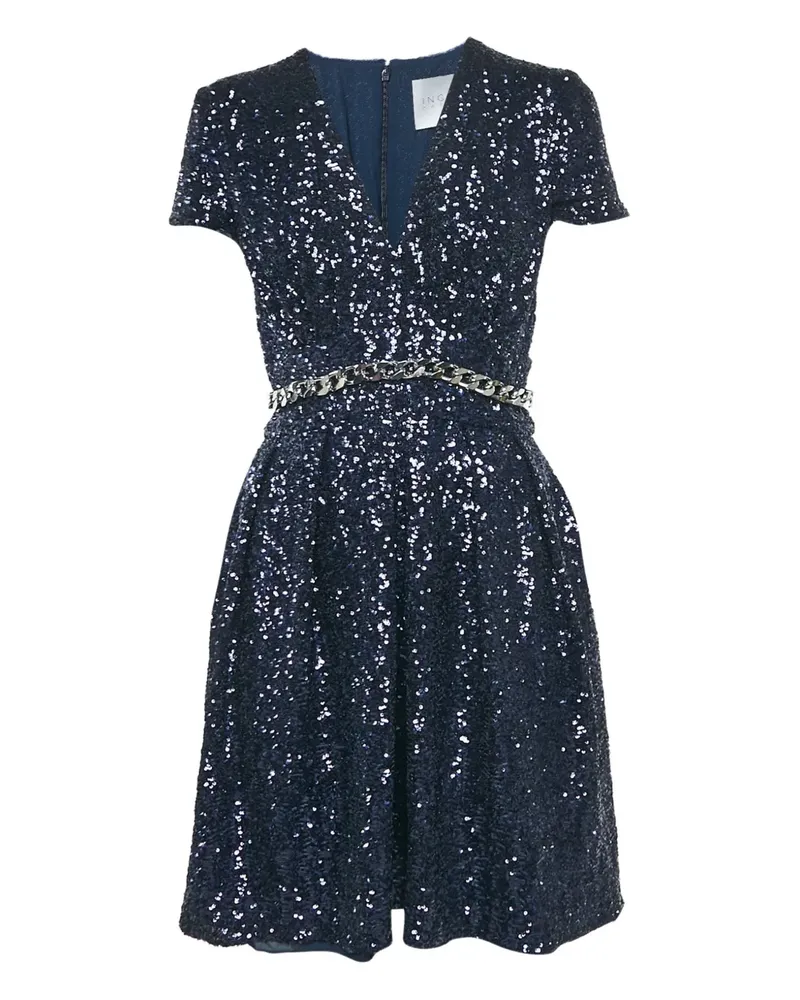 INGIE Paris Pailletten-Minikleid mit Kettengürtel - Blau Blau