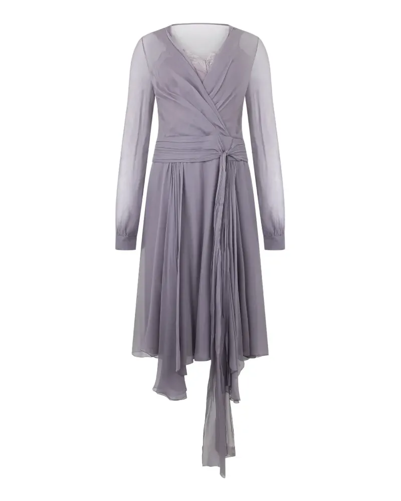 Alberta Ferretti Langärmeliges Wickelkleid mit Falten - Grau Grau
