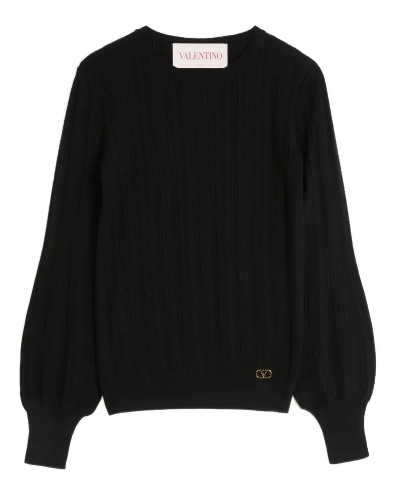 Valentino Garavani Pullover mit V-Logo-Zopfmuster - Schwarz Schwarz