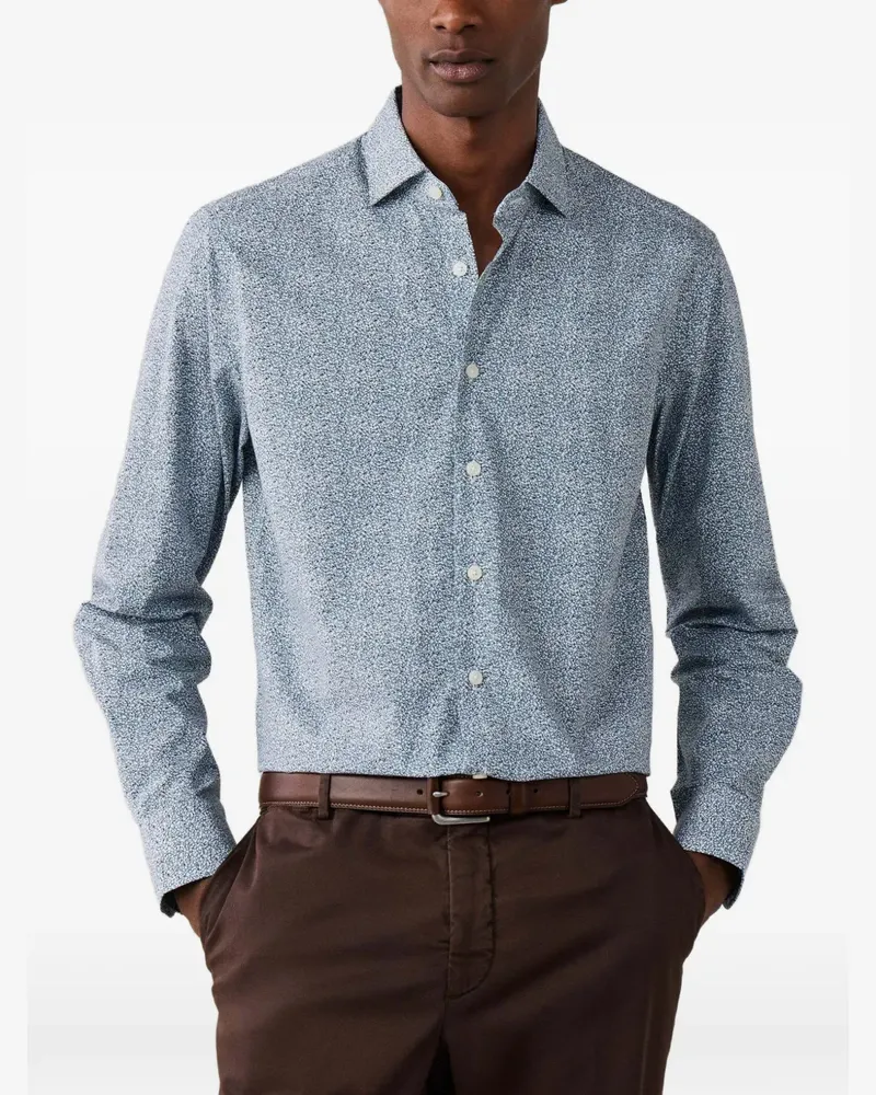 Hackett Popeline-Hemd mit Blumenprint - Blau Blau