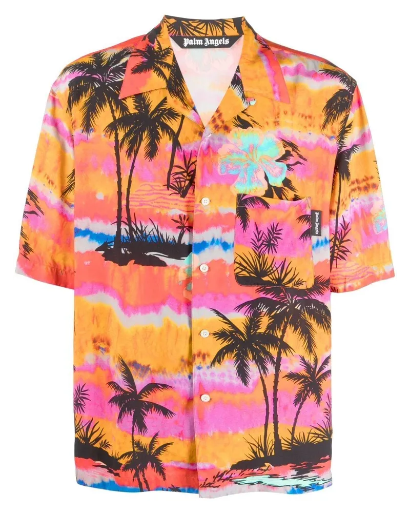 Palm Angels Hemd mit Palmen-Print - Rosa Rosa