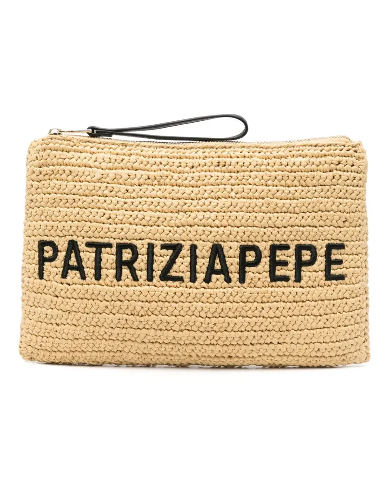 Patrizia Pepe Clutch mit Logo-Stickerei - Nude Nude