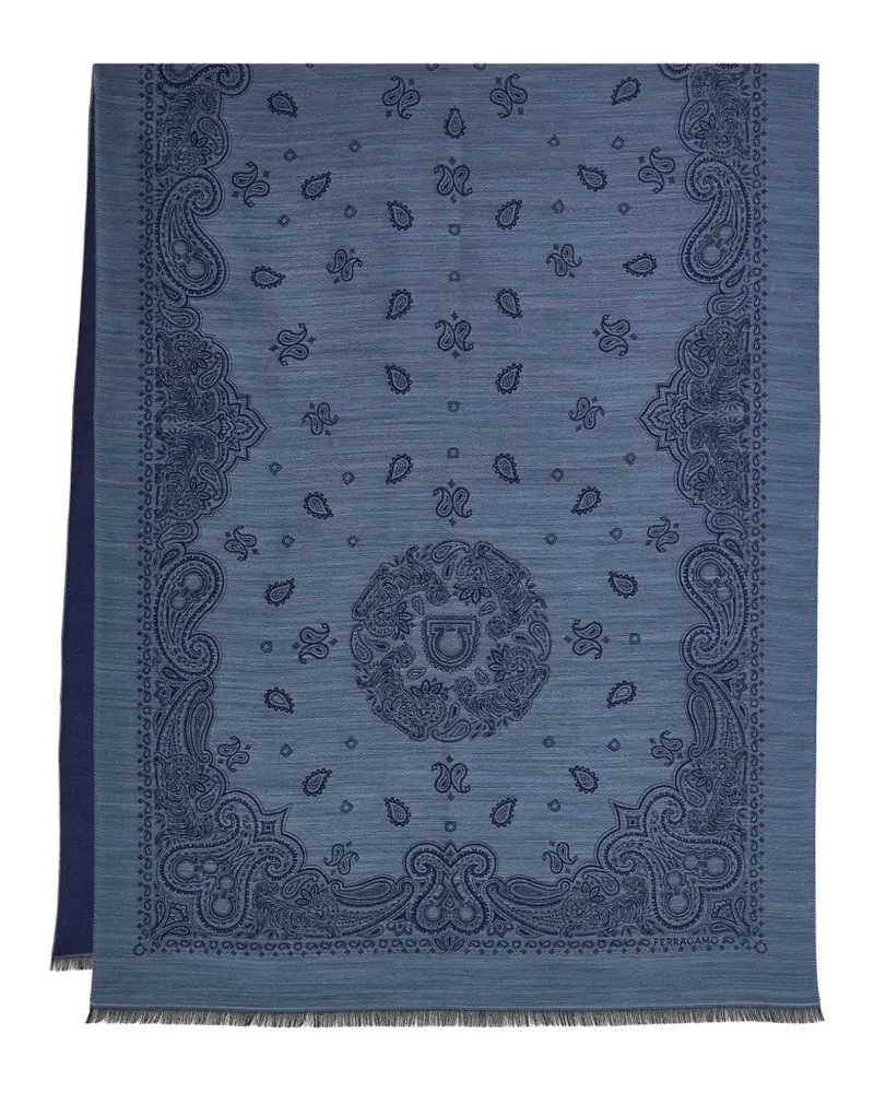 Ferragamo Schal mit Arabesken-Print - Blau Blau