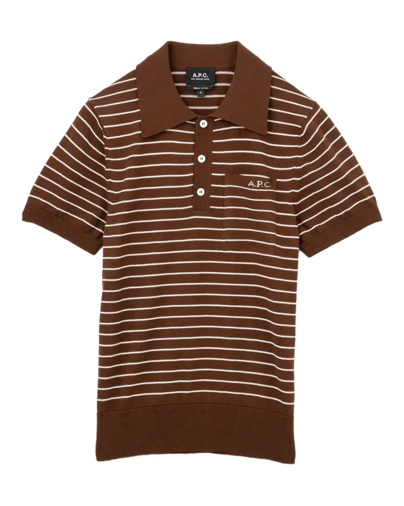 A.P.C. Gestreiftes Poloshirt - Braun Braun