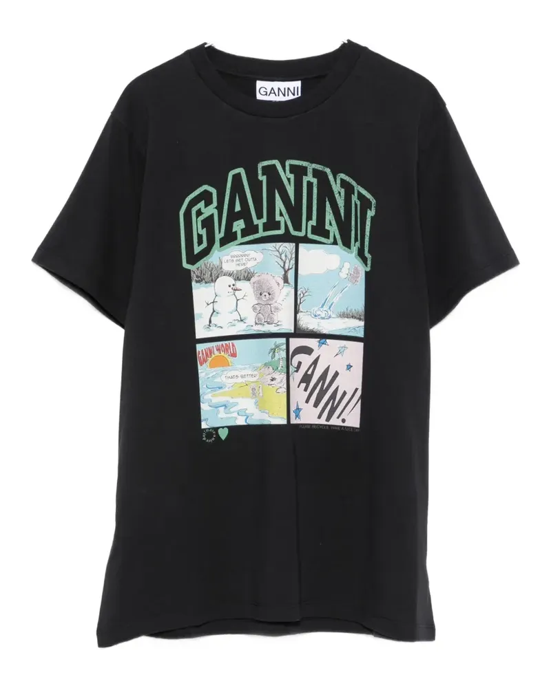Ganni short-sleeve crew-neck T-shirt - Schwarz Schwarz