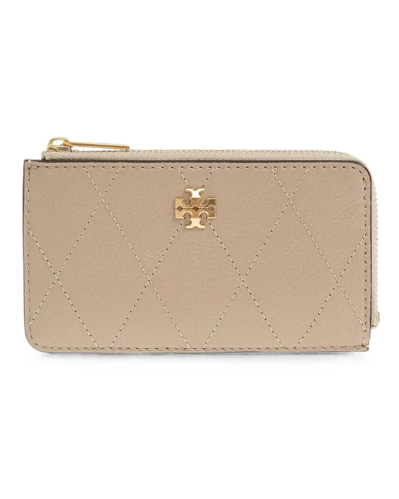 Tory Burch quilted leather card holder - Nude Nude