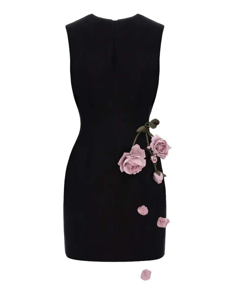 Cristina Savulescu rose-appliqué sleeveless mini dress - Schwarz Schwarz