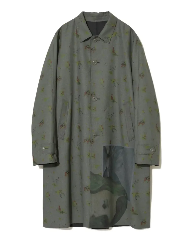 Undercover floral-print graphic-patch coat - Grau Grau