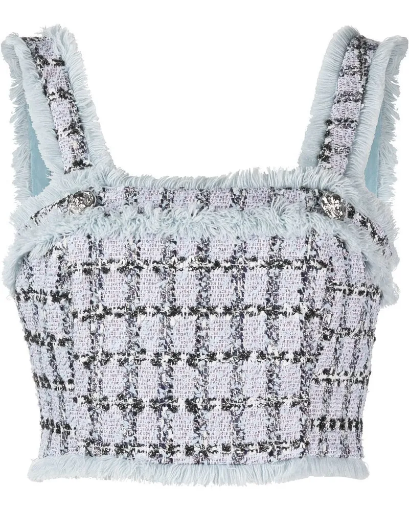 Philipp Plein Cropped-Oberteil aus Tweed - Blau Blau