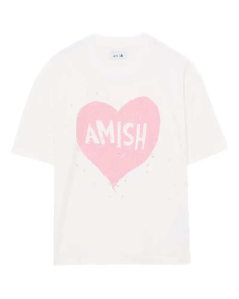 Amish heart-print T-shirt - Weiß Weiß