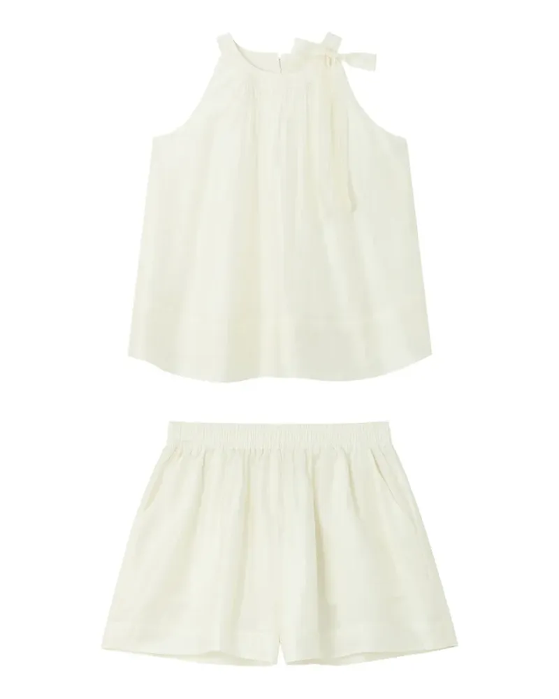 b+ab bow-detail sleeveless blouse and shorts set - Nude Nude