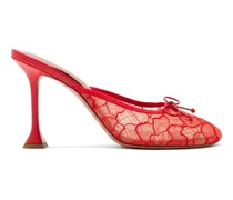 Lila Mules mit Spitzen-Overlay - Rot