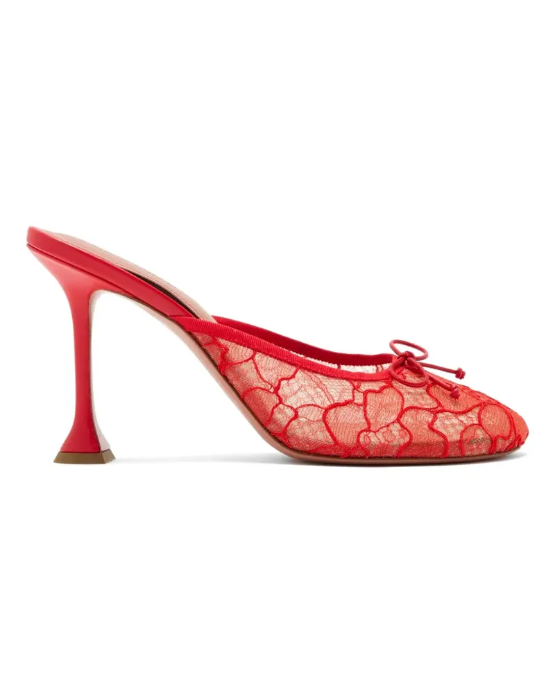 Amina Muaddi Lila lace-overlay bow-detail mules - Rot Rot