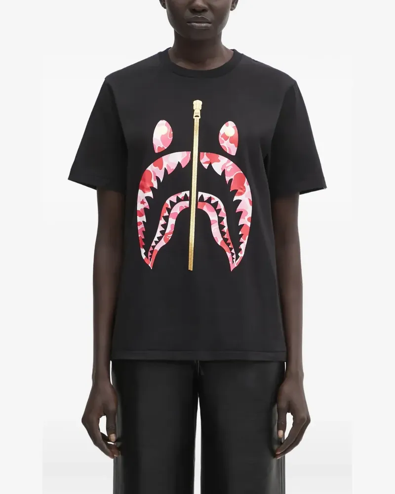 BAPE T-Shirt mit Reißverschluss - Schwarz Schwarz
